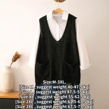 Women Pullover Sweater Vest Sleeveless Jumper Knit Tank Top Waistcoat V Neck Top