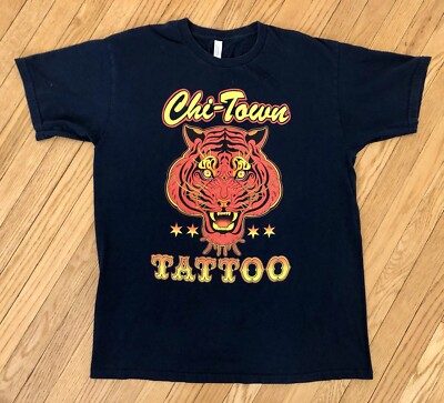 Chi-Town Tattoo Black T-Shirt Size Large by American Apparel clothing
