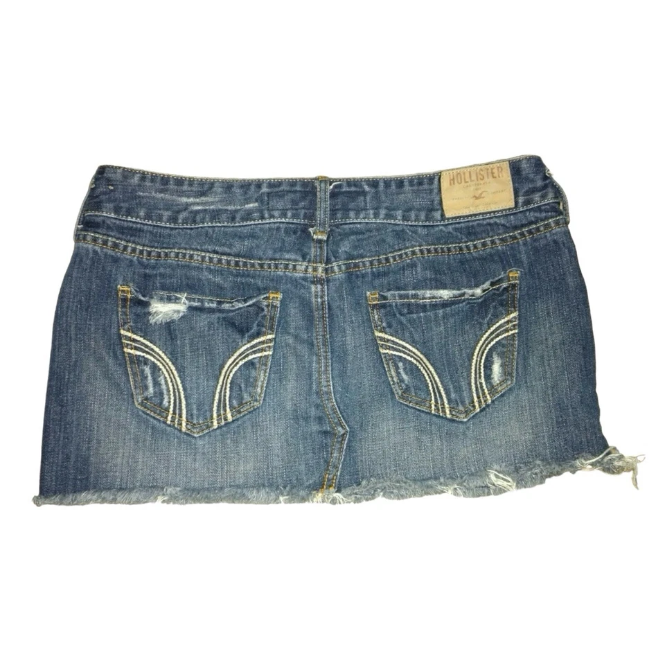 Mini Jean Grunge Vintage Y2k Hollister Falda Denim Envejecido Alt Egirl Kawaii Foto 3 de 4