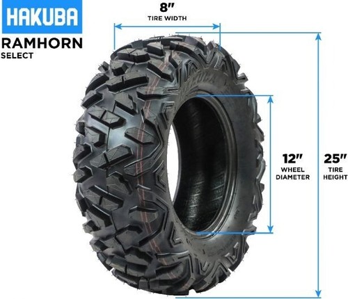 Tire - Hakuba Ramhorn Select Offroad, 25x8-12, 6 Ply, Bighorn Style, ATV / UTV - Picture 8 of 11