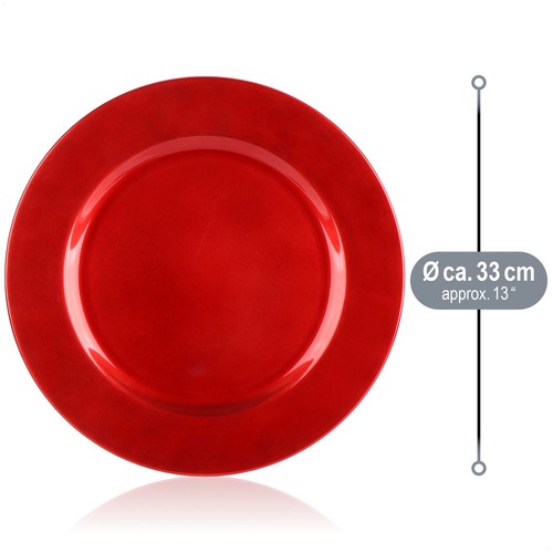 4x Platzteller in glänzendem rot - Unterteller als Tischdekoration - Dekoteller - Bild 6 von 7