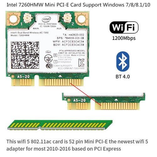 Dual Band Mini Pci E Wifi Card Intel 7260hmw Bt4 0 Half Mini Pcie Wireless Card Ebay