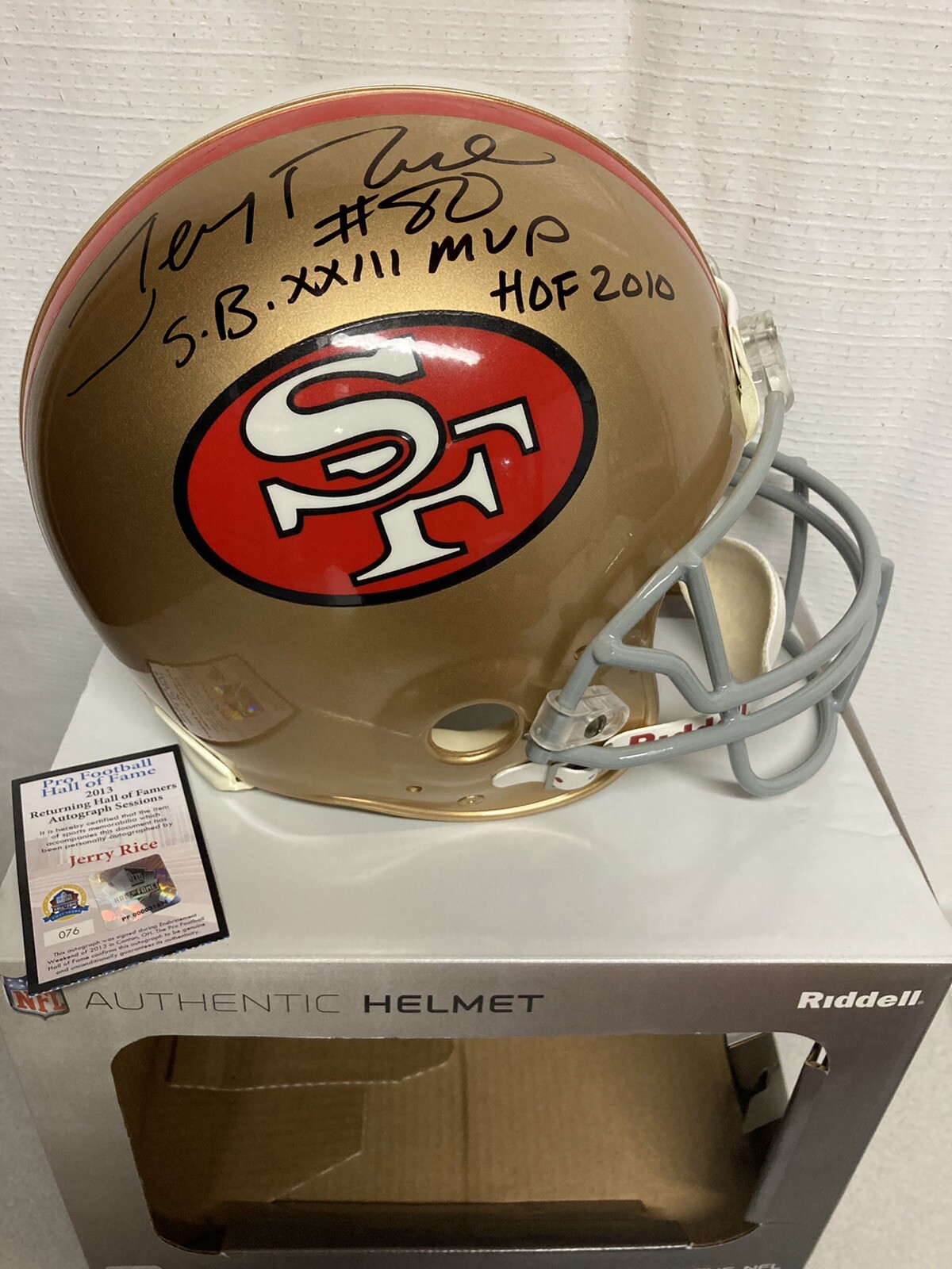 Proline Jerry Rice Jerry Rice HOF Signed Auto Proline FS Helmet San Francisco 49ers SB MVP ...