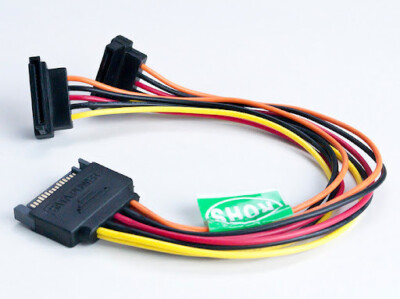 15-Pin SATA to 2 x Rt Angle SATA Power Y Splitter Computer HDD/SSD Adapter Cable