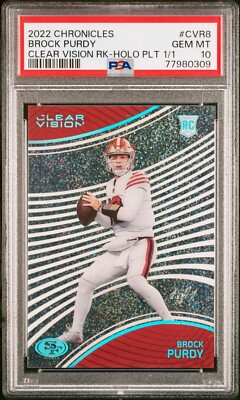 2022 Panini Chronicles Rookie Brock Purdy PSA 10 Holo Platinum 1/1 Clear Vision