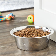Stainless Steel Large Food or Water Pet Dog Bowl with Paws Easy to Clean Up