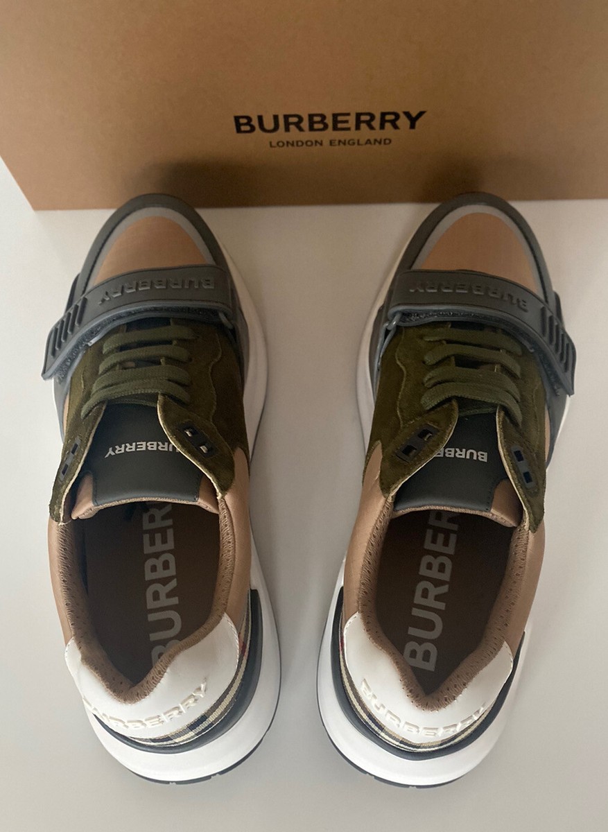 NIB Burberry Men\'s Ramsey Check Beige & Green Sneakers 8 US (41 Euro) 8045292 IT s-l400.jpg main image 4
