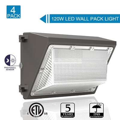 4Pcs LED Wall Pack Lights 120W 15000LM Commercial Outdoor Security Light Fixture