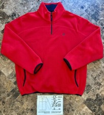 Nautica Competition Red 1/4 Zip Fleece Pullover Sweater Men  s Size Large - EUC
