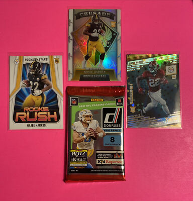  Najee Harris Crusade Silver Prizm + Prestige Astral + Donruss Holiday Pack  