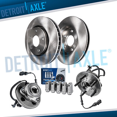 Front Disc Rotors Wheel Hubs w/ 10pc Lug Nuts for 2006-2010 Explorer Mountaineer