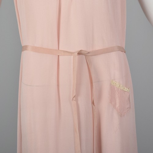 XL 1920s Pink Silk Nightgown Vintage Sleepwear Loungewear Lace Trim 20s VTG - Picture 11 of 12