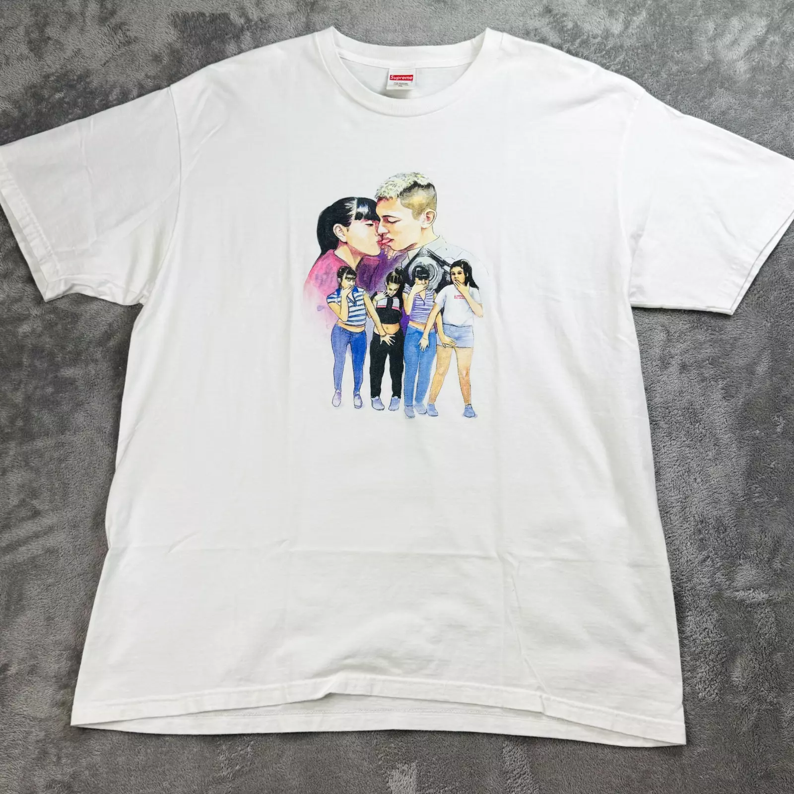 Tee shirt blanc Supreme Kiss taille XL FW17