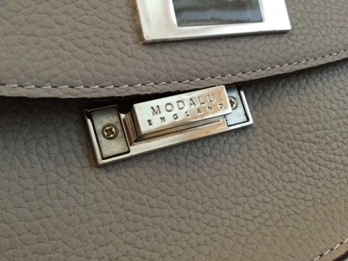 MODALU NEW SHARK GREY LEATHER MINI TRUDY FLAPOVER SADDLE SHOULDER BAG BNWT £170 - Picture 9 of 12