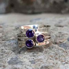 Amethyst Spinner Ring, 925 Sterling Silver Ring, Handmade Ring, Women All Size