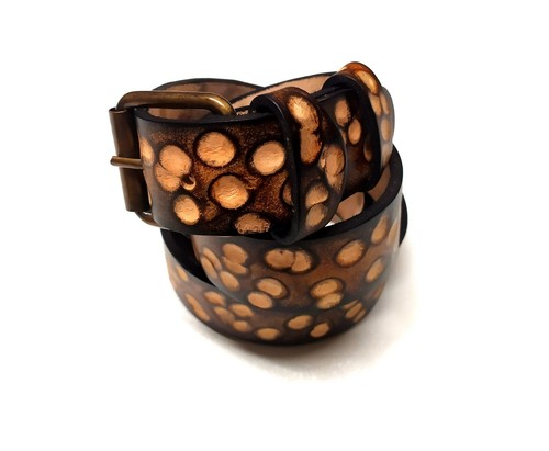 Cintura in vera pelle per uomo da donna cuoio artigianale nera marrone da 4 cm - Foto 2 di 7