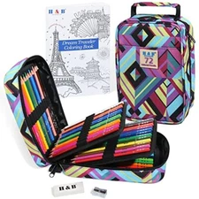 72 Colored Pencils Set Art Pencil Kit for Adult ColoringOil Based Soft Core I...