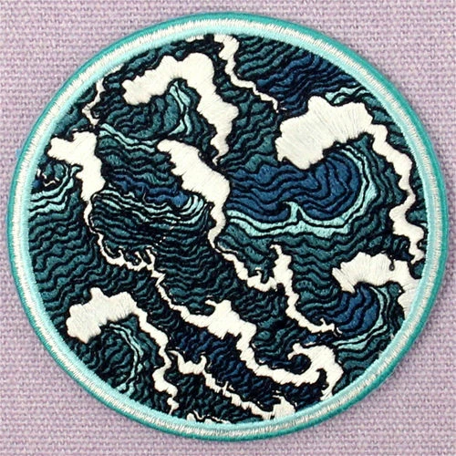 Embroiderey Patches clothing accessories Iron sew on fabric badges Sea Wave 886R - Image 4 of 4