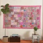 Vintage Cotton Baby Pink Patchwork Traditional Tapestry Wall Hanging Home Decor