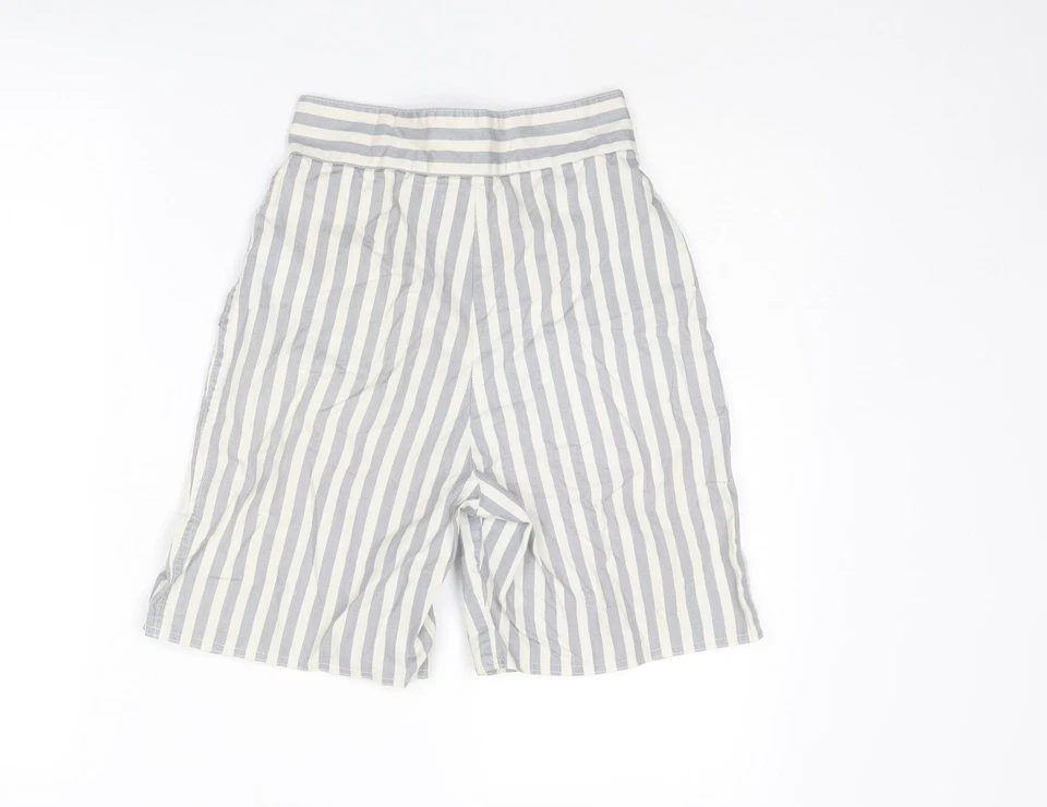 Globe Trotter Womens Grey Striped Cotton Blend Culotte Shorts Size W24 L6 in - Image 2 of 4
