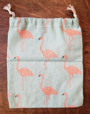 flamingo drawstring makeup bag