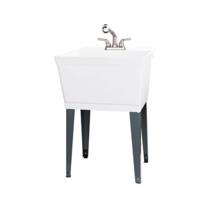 Utility Sink Laundry Tub With Pull Out Faucet Sprayer Spout