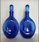 Pair Of Pinched Glass Decanter Scandinavian Design Swedish Glass With Stoppers — photo 1