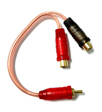 2PCS Y-ADAPTER CAR AUDIO RCA INTERCONNECT COPPER CABLE 2 FEMALE TO 1 MALE