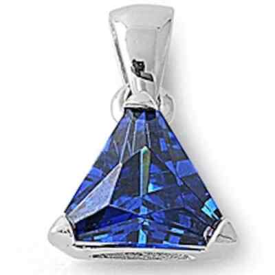 2 ct. Saphir echter Trillion Solitär Anhänger in Sterlingsilber