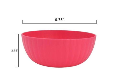 new 4 pcs Mainstays Plastic ribbed Dinner Bowls fuchsia pink - Picture 6 of 11
