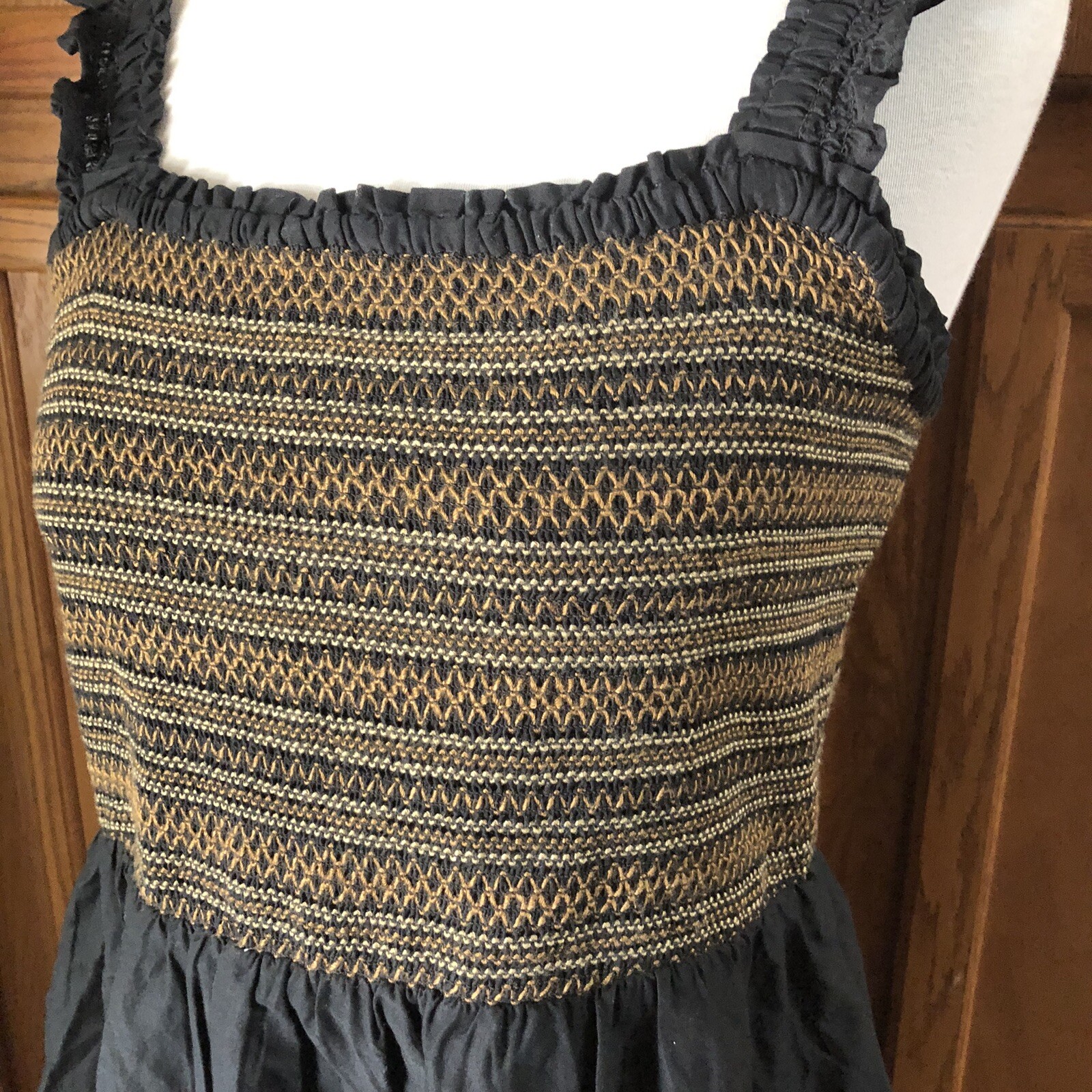 J Crew Women’s Square Neck Smocked Ruffle Tiered Mini Dress Petite Size PL NWI