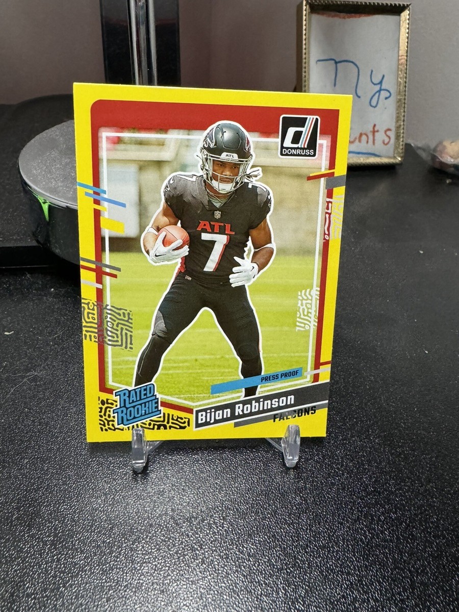 Bijan Robinson RC 2023 Donruss Football Yellow Press Proof Atlanta - Main Image