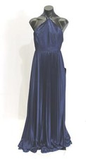 Lulus Women's Elaborate Charm Satin Pleated Backless Maxi Dress CL8 Navy Medium