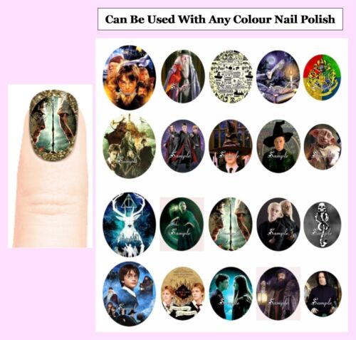 20x HARRY POTTER Nail Art Decals + Free Gems Oval Full Cover Hogwarts Crest Ron - 第 1/4 張圖片