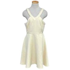 Fashion Line Dress Womens L Large Cream NWT Fit & Flare Sleeveless V-Neck A-Line