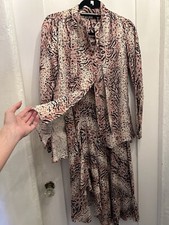 All Saints Leopard Print Button Down Top And Maxi Skirt Matching Set. Size 0