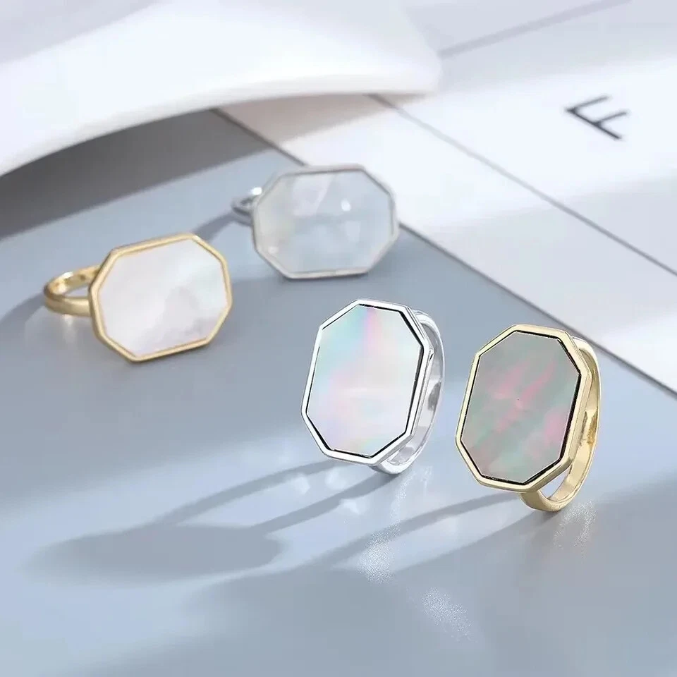 Anillo de malaquita ágata negra piedra natural look para hombres mujeres tono plata Foto 2 de 4