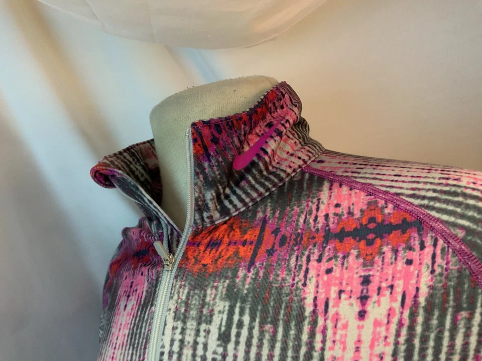 Pullover para correr Nike Pro Combat L ajustado 1/4 cremallera rosa negro salpicaduras YGI K1-618 Foto 4 de 4