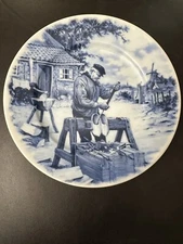 Vintage 1984 Delft Blauw Ter Steege B.V. Hand Painted Plate Holland  7 3/4 Inch