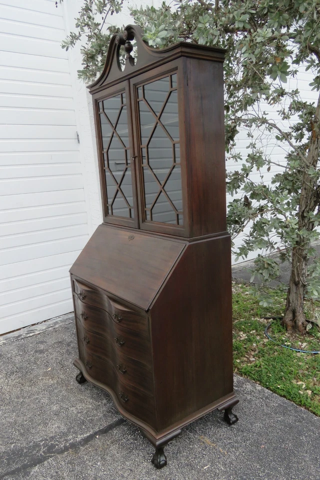 Гондурас красное дерево колониальный мяч и коготь ноги высокий секретарский стол 4958 - Изображение 4 из 4