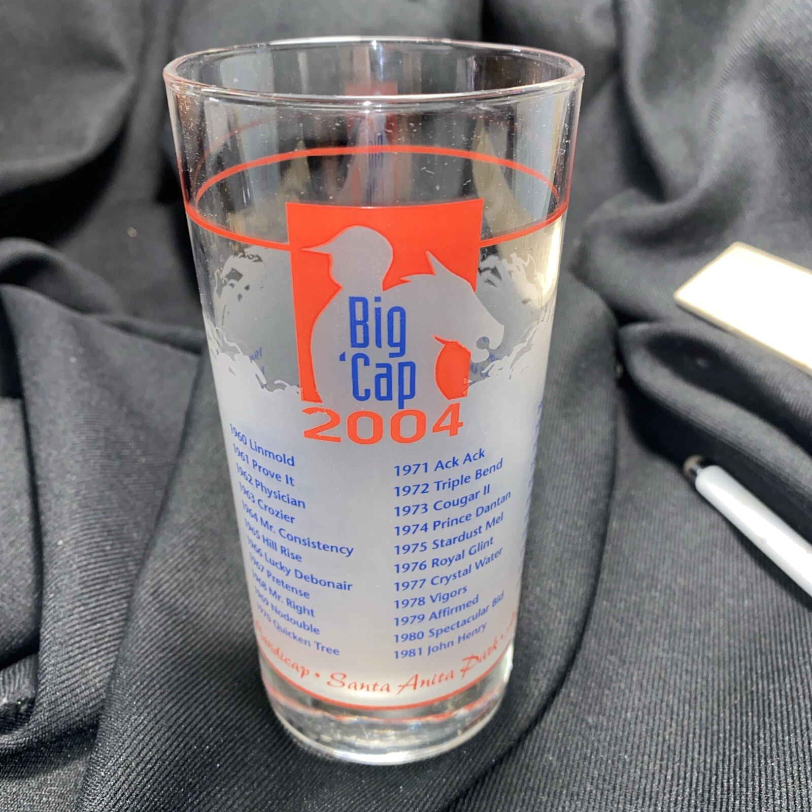 Santa Anita Race Big Cap Race 2004 Collectible Glass