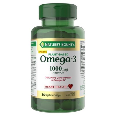 Nature's Bounty Omega 3, Plant-Based 3 Fatty Acid 30 Count (Pack of 1) 