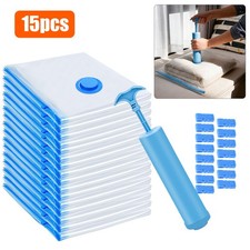 15PCS Vacuum Storage Bags with Hand Pump Space Saver for Clothes Bedding Travel