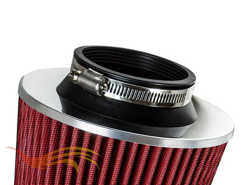 RED 3" 76mm Inlet Cold Air Intake Cone Replacement Quality Dry Air Filter - Picture 7 of 8