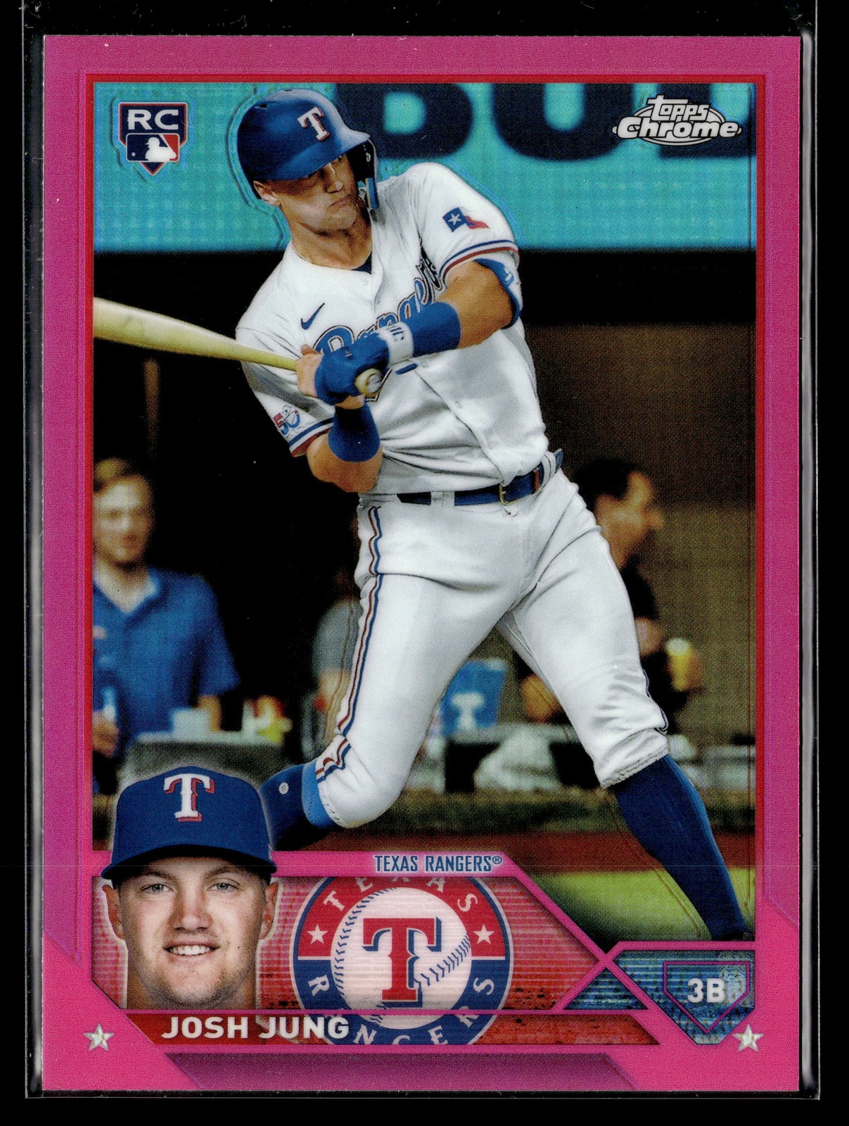 Josh Jung RC - 2023 Topps Chrome Pink Refractor Rookie #93 Texas Rangers