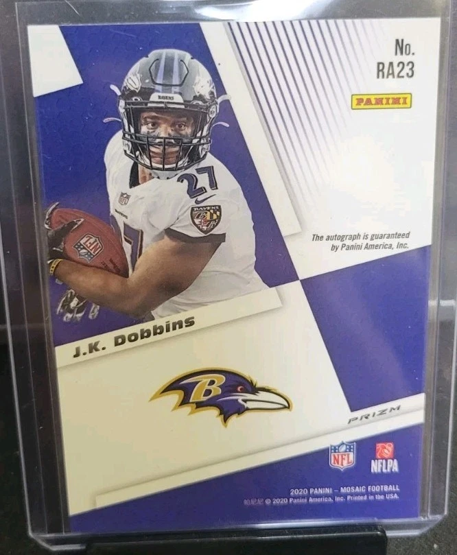 2020 Panini Mosaic - Rookie Autographs Mosaic J.K. Dobbins #RA23 (AU, RC) - Image 2 of 2