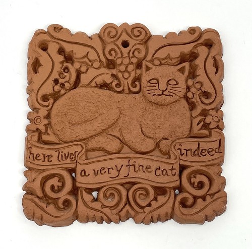 Decorative Terracotta Wall Tile HERE LIVES A VERY FINE CAT INDEED