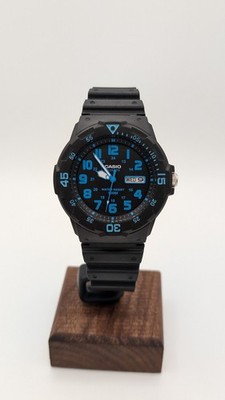 Casio MRW-200H Quartz Analog Men's Wristwatch Day Date 100m Black Resin Blue
