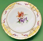 KPM Potsdam Rocaille serving / cake plate, flowers yellow border gilt leaves — photo 1