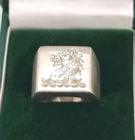Huge Vintage Sterling Silver Hand Engraved Lion Signet Ring, Hallmarked